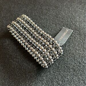 Cristabelle NWT Silver Gunmetal Black stretch cuff bracelet great gift s…